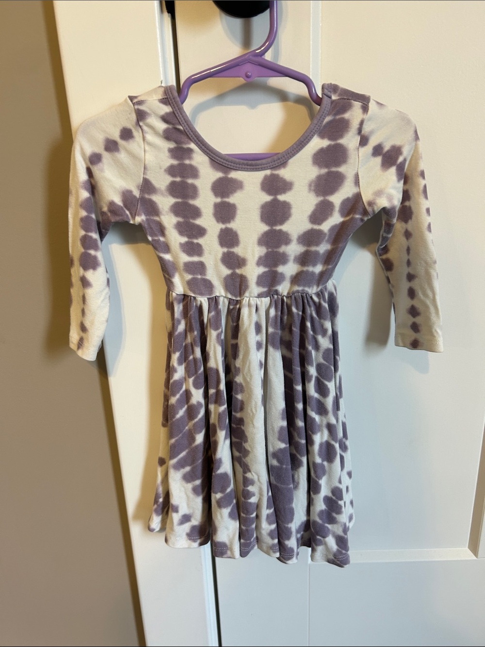 Girls Rip-Dye Purple & white Long Sleeve Dress